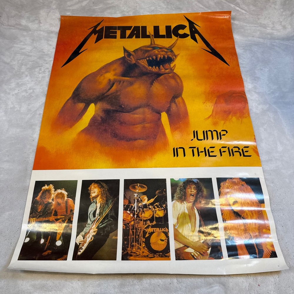 Vintage Metallica Jump In The Fire Poster Band Photos Printed in England 23x33.5